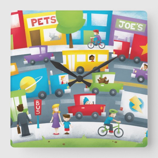 City Street Vierkante Klok (Voorkant)