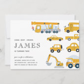 City TransportBoy Yellow Second Birthday Kaart (Voorkant)