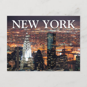 City Uitzicht bij nacht   New York City, NY Briefkaart