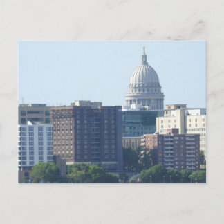 City Uitzicht en Capitool in Madison, Wisconsin Briefkaart