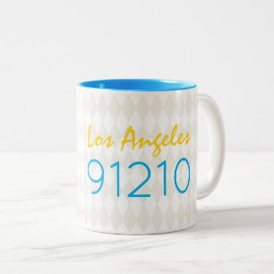 City Zip Code Moving Black Beige White Coffee Mok