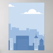 Cityscape Blue Vertical Poster (Voorkant)