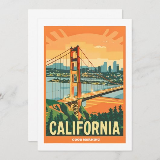Cityscape California Opvallend Vector Ontwerp Bedankkaart (Voorkant / Achterkant)