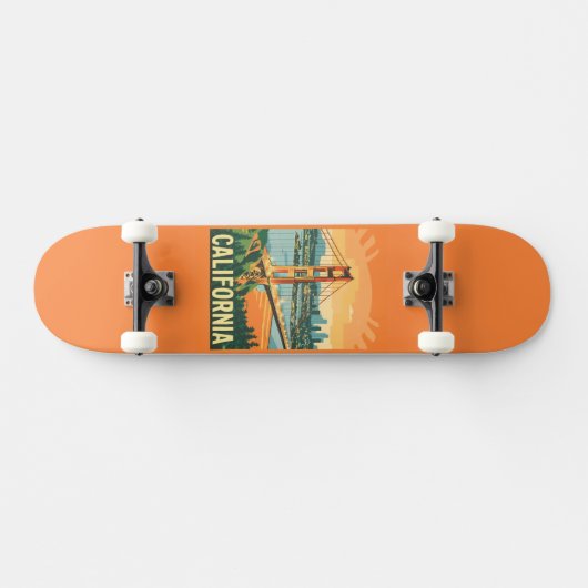 Cityscape California Opvallend Vector Ontwerp Skateboard (Horizontaal)
