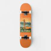 Cityscape California Opvallend Vector Ontwerp Skateboard (Voorkant)