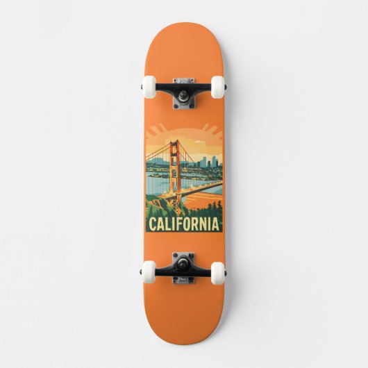 Cityscape California Opvallend Vector Ontwerp Skateboard (Voorkant)