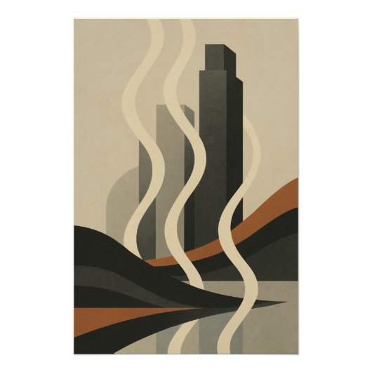 Cityscape Fumé - Stad Art Deco Perfect Poster (Voorkant)
