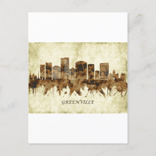 Cityscape Greenville South Carolina Uitnodiging Briefkaart