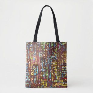 Cityscape hand getekende illustrationart, straat, draagtas