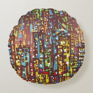 Cityscape hand getekende illustrationart, straat,  rond kussen