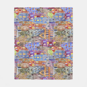 Cityscape huizen, naadloos stedelijk patroon. fleece deken