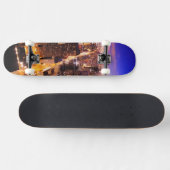Cityscape in de nacht van Chicago Skateboard (Horizontaal)
