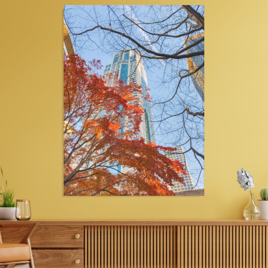 Cityscape in herfstkleuren canvas afdruk (Insitu (Woonkamer))
