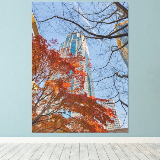 Cityscape in herfstkleuren canvas afdruk (Insitu (Houten vloer))