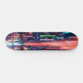 CityScape Neonverlichting in regenontwerp Skateboard (Horizontaal)