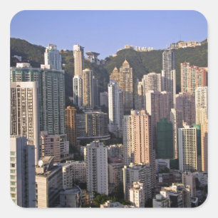 Cityscape of Hong Kong, China Vierkante Sticker