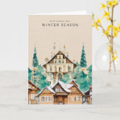 Cityscape op Kraft-kerstkaart Kaart (Gele Bloem)