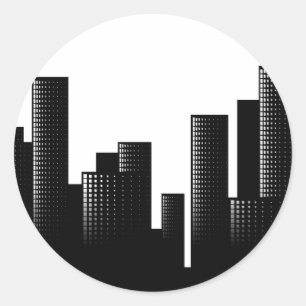 cityscape ronde sticker