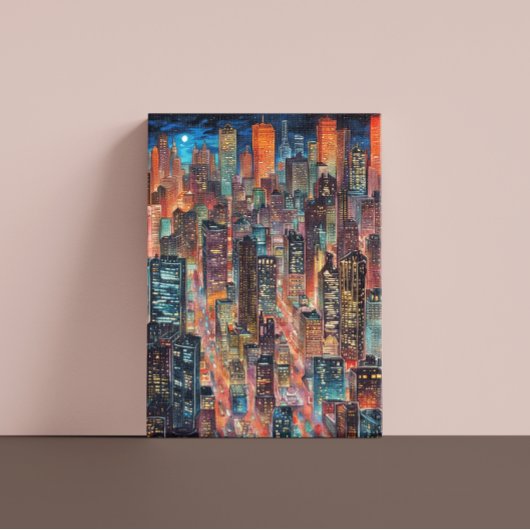 Cityscape 's nachts Canvas Print