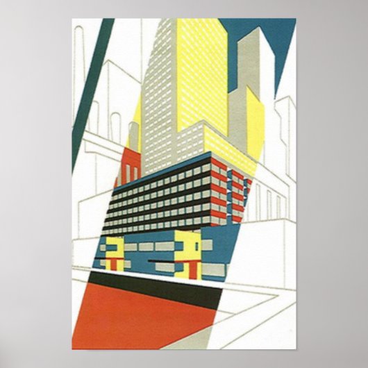 Cityscape Skyscrapers Architecture en béton Poster (Devant)