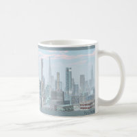 Cityscape uit de Planet Tranus Sci Fi Mok
