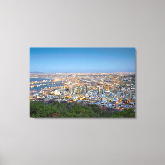 Cityscape van de top van Signal Hill in Dusk Canvas Afdruk (Voorkant)