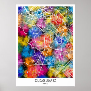 Ciudad Juárez Mexico Kaart Poster