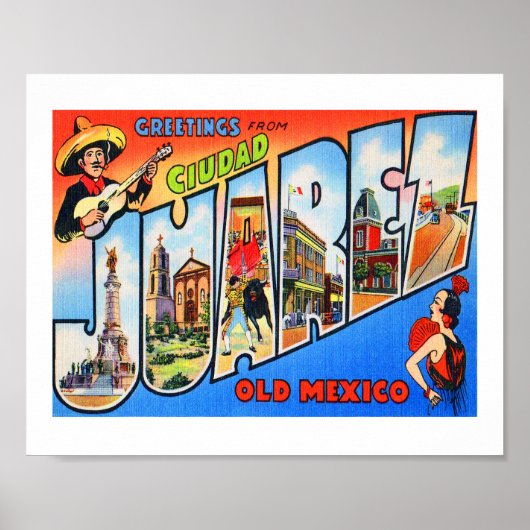 Ciudad Juarez Oud Mexico Poster (Voorkant)