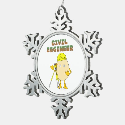 civiel-ingenieur tin sneeuwvlok ornament (Rechts)