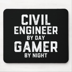 Civiele ingenieur tegen eendaags gamer tegen nacht muismat