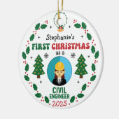 Civil Engineer First Christmas Custom Name Keramisch Ornament (Links)
