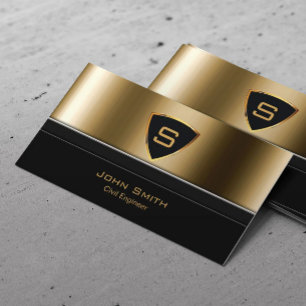 Civil Engineer Royal Gold Shield Monogram Visitekaartje