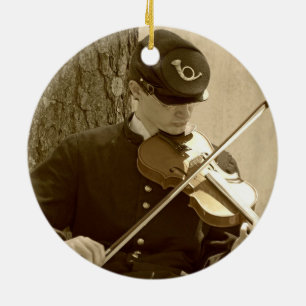 Civil War Fiddle Keramisch Ornament