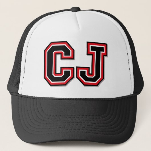 "CJ" Monogrammed Trucker Pet (Voorkant)
