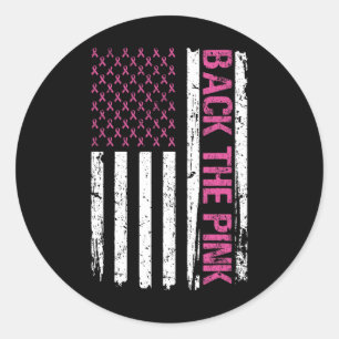 CK De Roze Amerikaanse Vlag Borstkanker AW Ronde Sticker