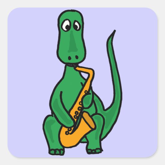 CK- Funny Dinosaur die Saxophone Sticker speelt (Voorkant)