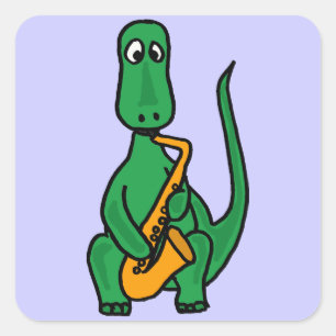 CK- Funny Dinosaur die Saxophone Sticker speelt