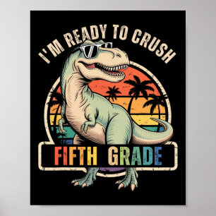 Ck naar school Dinosaur Boy Ik ben klaar om vijfde Poster
