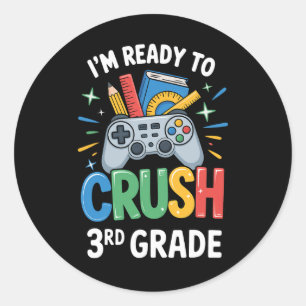 Ck Terug naar school Gamer Klaar om de 3e klas kle Ronde Sticker