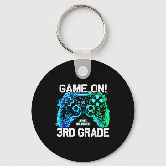 Ck To School 3rd Grade Boys Gamer First Day School Sleutelhanger (Voorkant)