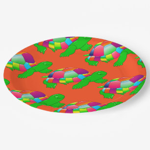 CKC Glazen schildpad, Borden van Oranje papier Papieren Bordje