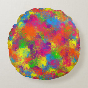CKC Paint Can Florals-16in Coussin rond