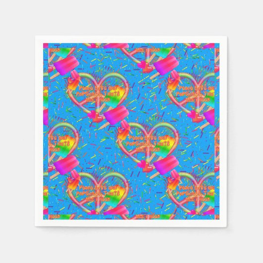 CKC-Peace, Love and Popsicle's, Blue-Paper Napkins Servetten (Voorkant)