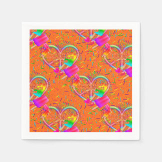 CKC-Peace, Love and Popsicle's,Oranje-Paper Napkin Servetten