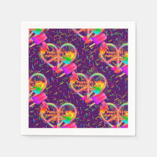 CKC-Peace, Love and Popsicle's,Paars-Paper Napkins Servet