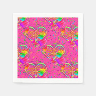 CKC-Peace, Love and Popsicle's,Roze-Paper Napkins Servet