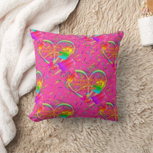 CKC-Peace, Love and Popsicle's-roze Sq Pillow Kussen (Deken)
