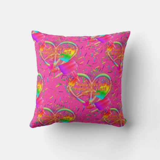 CKC-Peace, Love and Popsicle's-roze Sq Pillow Kussen (Achterkant)