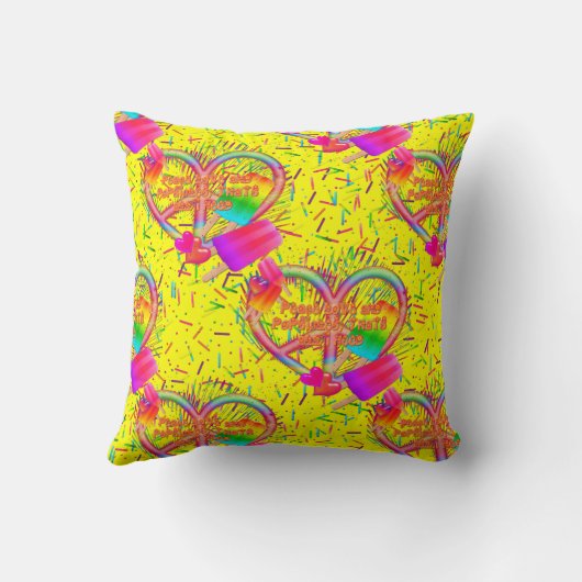 CKC-Peace, Love and Popsicle's-Yellow Sq Pillow Kussen (Achterkant)