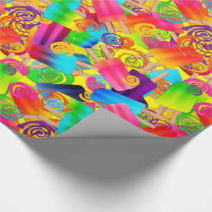 CKC Popsicle Swirls, Geel-Gift Wrapping Paper Cadeaupapier